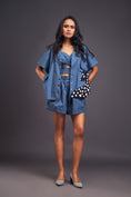 Load image into Gallery viewer, Blue Oversized Cuban Collared Shirt