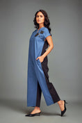 Load image into Gallery viewer, Two-Tone Jumpsuit with Front Zipper & Metallic Embellishments