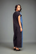 Load image into Gallery viewer, Two-Tone Jumpsuit with Front Zipper & Metallic Embellishments