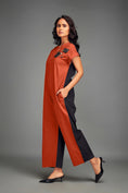 Load image into Gallery viewer, Two-Tone Jumpsuit with Front Zipper & Metallic Embellishments