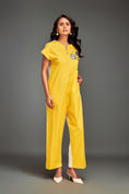 Load image into Gallery viewer, Two-Tone Jumpsuit with Front Zipper & Metallic Embellishments