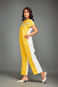 Load image into Gallery viewer, Two-Tone Jumpsuit with Front Zipper & Metallic Embellishments