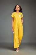 Load image into Gallery viewer, Two-Tone Jumpsuit with Front Zipper & Metallic Embellishments