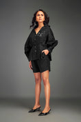 Load image into Gallery viewer, Button-Down Shirt with Metallic Embellishments & Shorts