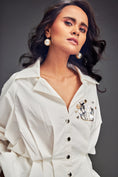 Load image into Gallery viewer, Button-Down Shirt with Metallic Embellishments & Shorts