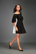 Load image into Gallery viewer, Two-Tone Off-Shoulder Dress with Metallic Embellishments