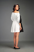 Load image into Gallery viewer, Two-Tone Off-Shoulder Dress with Metallic Embellishments