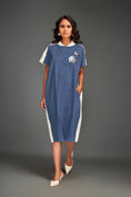Load image into Gallery viewer, Two-Tone Midi Dress with Metallic Embellishments