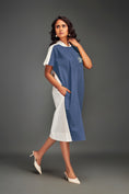 Load image into Gallery viewer, Two-Tone Midi Dress with Metallic Embellishments