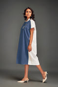 Load image into Gallery viewer, Two-Tone Midi Dress with Metallic Embellishments