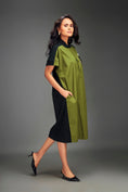 Load image into Gallery viewer, Two-Tone Midi Dress with Metallic Embellishments