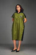 Load image into Gallery viewer, Two-Tone Midi Dress with Metallic Embellishments