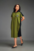 Load image into Gallery viewer, Two-Tone Midi Dress with Metallic Embellishments