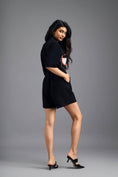 Load image into Gallery viewer, BLACK TAILORED PLAYSUIT WITH NEON COLOUR-BLOCK POCKET PANEL