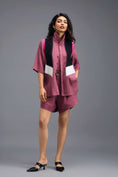Load image into Gallery viewer, PINK GEOMETRIC PANELLED TOP AND SHORTS SET
