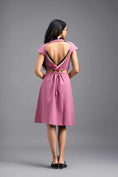 Load image into Gallery viewer, PINK FIT-AND-FLARE DRESS WITH NEON CONTRAST COLLAR