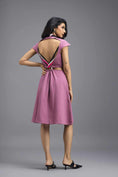 Load image into Gallery viewer, PINK FIT-AND-FLARE DRESS WITH NEON CONTRAST COLLAR
