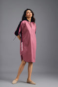 Load image into Gallery viewer, PINK OVERSIZED BOXY DRESS WITH NEON CONTRAST STRIPE