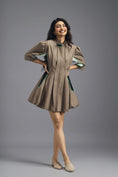 Load image into Gallery viewer, MUD PLEATED MINI DRESS WITH NEON PANELLED SIDE DETAIL AND BUBBLE HEM