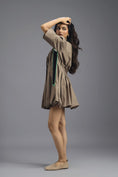 Load image into Gallery viewer, MUD PLEATED MINI DRESS WITH NEON PANELLED SIDE DETAIL AND BUBBLE HEM