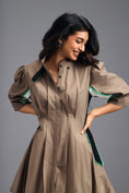 Load image into Gallery viewer, MUD PLEATED MINI DRESS WITH NEON PANELLED SIDE DETAIL AND BUBBLE HEM