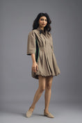 Load image into Gallery viewer, MUD PLEATED MINI DRESS WITH NEON PANELLED SIDE DETAIL AND BUBBLE HEM