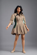 Load image into Gallery viewer, MUD PLEATED MINI DRESS WITH NEON PANELLED SIDE DETAIL AND BUBBLE HEM
