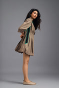 Load image into Gallery viewer, MUD PLEATED MINI DRESS WITH NEON PANELLED SIDE DETAIL AND BUBBLE HEM