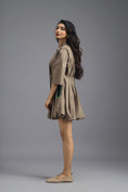 Load image into Gallery viewer, MUD PLEATED MINI DRESS WITH NEON PANELLED SIDE DETAIL AND BUBBLE HEM