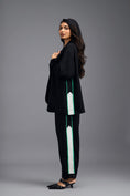 Load image into Gallery viewer, BLACK TAILORED PANTS WITH NEON CONTRAST SIDE STRIPE