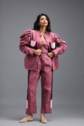 Load image into Gallery viewer, PINK TAILORED PANTS WITH NEON GEOMETRIC POCKET PANEL DETAIL