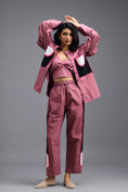 Load image into Gallery viewer, PINK TAILORED PANTS WITH NEON GEOMETRIC POCKET PANEL DETAIL