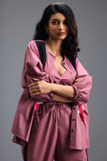 Load image into Gallery viewer, PINK CO-ORD SET WITH NEON GEOMETRIC PANEL DETAIL, BRALETTE AND ELASTICATED PANTS