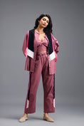 Load image into Gallery viewer, PINK SHIRT AND BRALETTE WITH NEON GEOMETRIC PANEL DETAIL