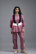 Load image into Gallery viewer, PINK CO-ORD SET WITH NEON GEOMETRIC PANEL DETAIL, BRALETTE AND STRAIGHT PANTS