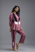Load image into Gallery viewer, PINK CO-ORD SET WITH NEON GEOMETRIC PANEL DETAIL, BRALETTE AND STRAIGHT PANTS