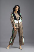 Load image into Gallery viewer, MUD CO-ORD SET WITH NEON GEOMETRIC PANEL DETAIL, BRALETTE AND STRAIGHT PANTS