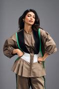 Load image into Gallery viewer, MUD SHIRT AND BRALETTE WITH NEON GEOMETRIC PANEL DETAIL