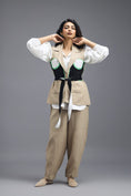 Load image into Gallery viewer, BEIGE SLEEVELESS TAILORED VEST WITH NEON PANEL DETAIL