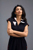 Load image into Gallery viewer, BLACK DRAWSTRING JUMPSUIT WITH NEON SIDE PANEL DETAIL
