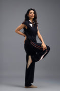 Load image into Gallery viewer, BLACK DRAWSTRING JUMPSUIT WITH NEON SIDE PANEL DETAIL