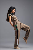 Load image into Gallery viewer, MUD MEGA SLEEVE ZIP-FRONT JUMPSUIT WITH CONTRAST STRIPES