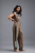 Load image into Gallery viewer, MUD MEGA SLEEVE ZIP-FRONT JUMPSUIT WITH CONTRAST STRIPES