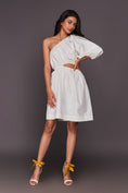 Load image into Gallery viewer, White One Shoulder Short Dress