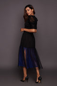 Load image into Gallery viewer, Black Neon Bottom Cutwork Dress With Belt