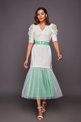 Load image into Gallery viewer, White Neon Bottom Cutwork Dress With Belt