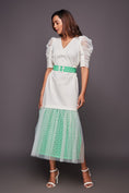 Load image into Gallery viewer, White Neon Bottom Cutwork Dress With Belt