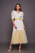 Load image into Gallery viewer, White Neon Bottom Cutwork Dress With Belt