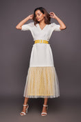 Load image into Gallery viewer, White Neon Bottom Cutwork Dress With Belt