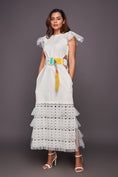 Load image into Gallery viewer, White Backless Cutwork Dress Comes With Belt